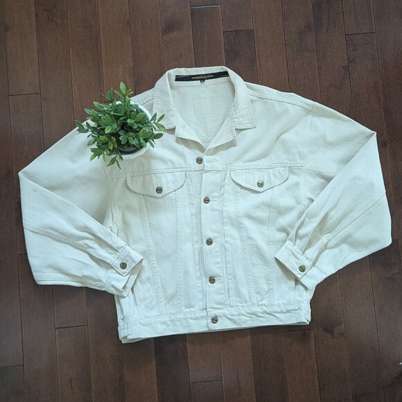 MARITHE & FRANCOIS GIRBAUD CREAM BEIGE VINTAGE DENIM JACKET - Picture 1 of 4